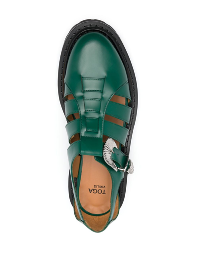 Shop Toga Virilis Cut-out Leather Sandals In Green