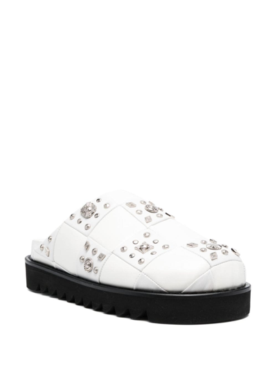 Toga Virilis Stud-embellished Leather Slippers In Aj1247 - White Mix Leather