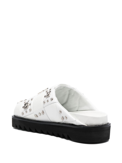 Shop Toga Virilis Stud-embellished Leather Slippers In Aj1247 - White Mix Leather