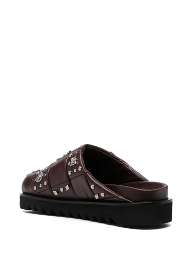 Toga Virilis Stud-embellished Leather Slippers In Purple