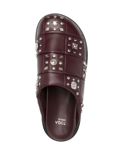 Shop Toga Virilis Stud-embellished Leather Slippers In Purple