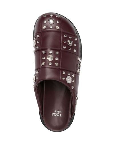 Toga Virilis Stud-embellished Leather Slippers In Purple