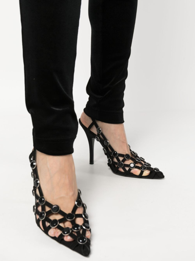 Shop Philosophy Di Lorenzo Serafini High-waisted Velvet Leggings In Black