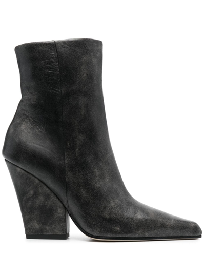 Shop Paris Texas 90mm Pointed-toe Leather Ankle Boots In Black