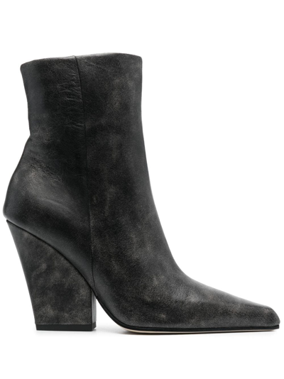 Paris Texas Jane Ankle High Heels Ankle Boots In Black Leather In Black