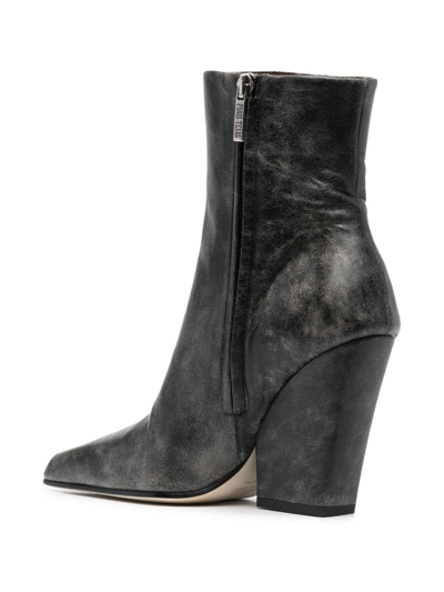 Paris Texas Jane Ankle High Heels Ankle Boots In Black Leather In Black