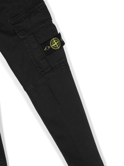 Shop Stone Island Junior Compass-patch Straight-leg Trousers In Black