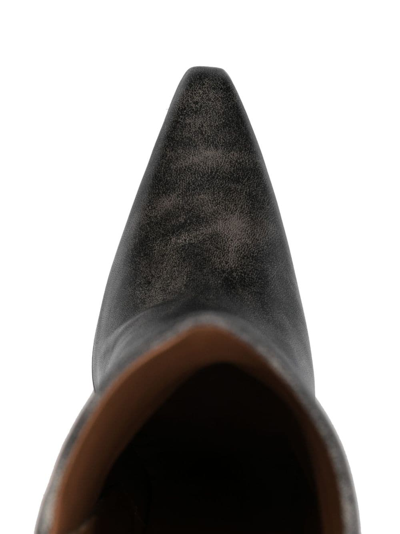 Paris Texas Jane Ankle High Heels Ankle Boots In Black Leather In Black