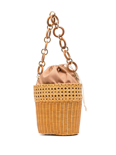 Shop Serpui Sharon Daisy Floral-motif Bucket Bag In Brown