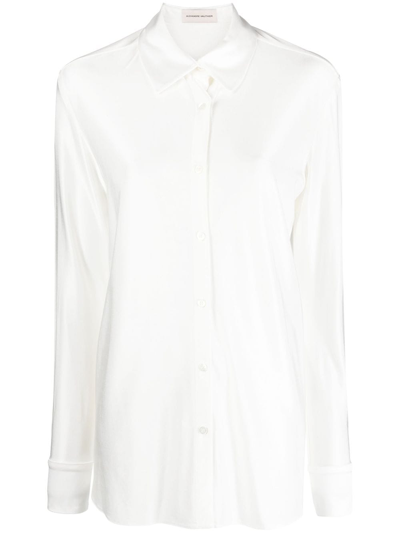 Shop Alexandre Vauthier Button-up Stretch-jersey Shirt In White