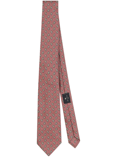 Shop Etro Paisley Jacquard Silk Tie In Pink