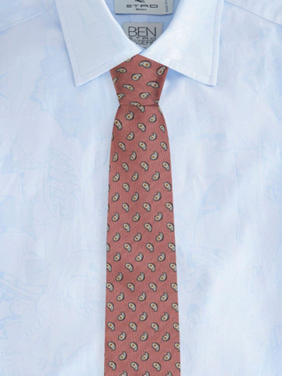 Shop Etro Paisley Jacquard Silk Tie In Pink