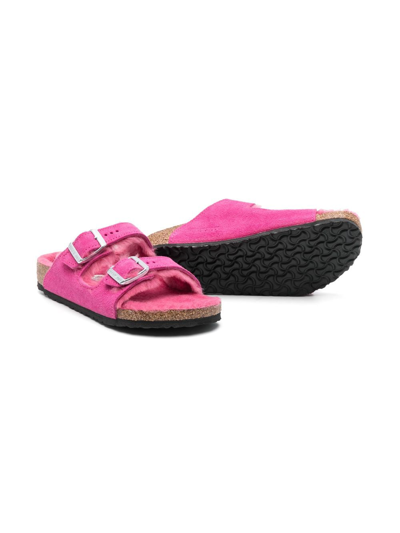 Shop Birkenstock Arizona Buckle-fastening Brushed Sandals In Pink