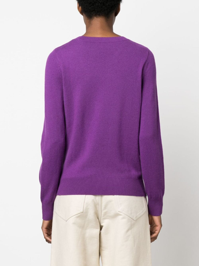 Apc A. P.c. Embroidered Virgin Wool Sweater In Purple
