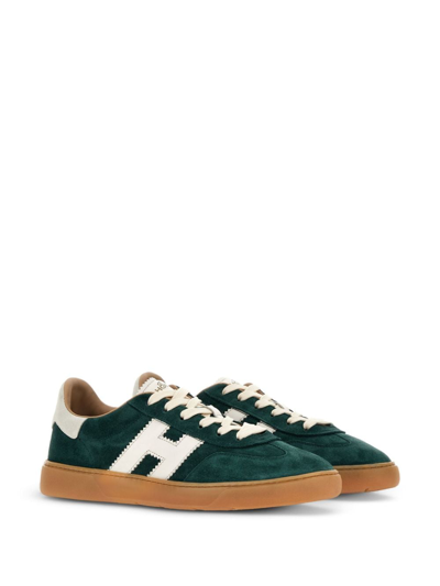 Shop Hogan Logo-patch Leather Sneakers In Green