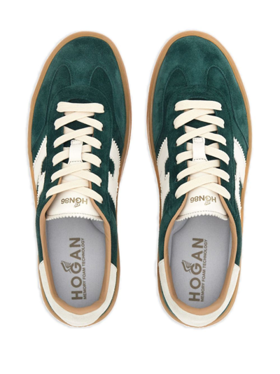 Shop Hogan Logo-patch Leather Sneakers In Green