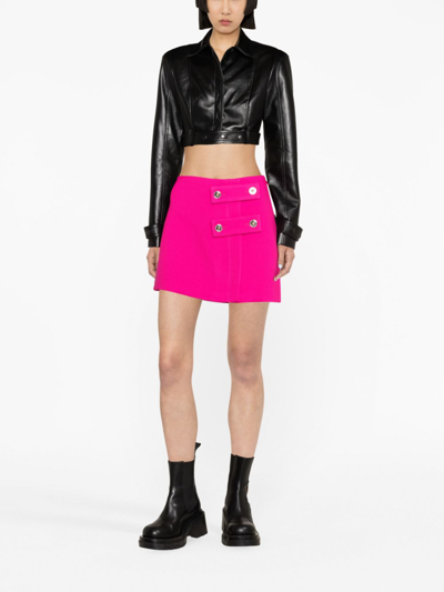Shop Versace Low-rise Buttoned Skirt In Pink