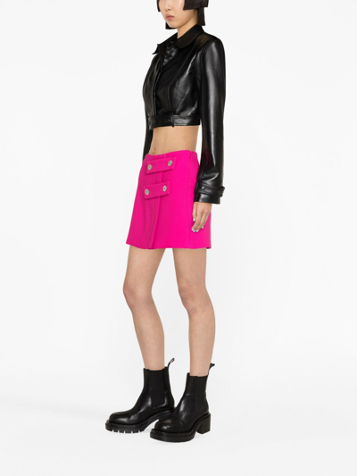 Shop Versace Low-rise Buttoned Skirt In Pink