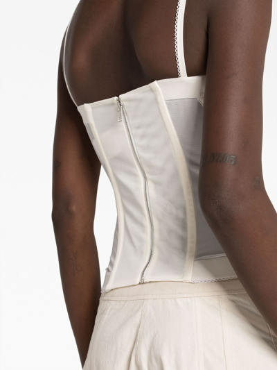 Shop Dion Lee Oblique Mesh Corset Top In White