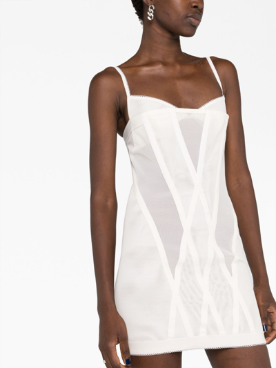 Shop Dion Lee Oblique Mesh Corset Minidress In White