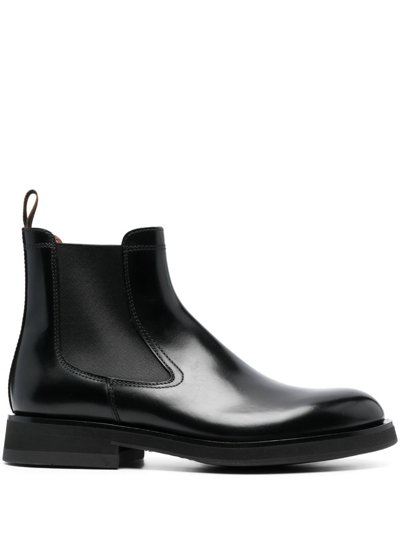 Shop Santoni 35mm Polished Leather Chelsea Boots In Black