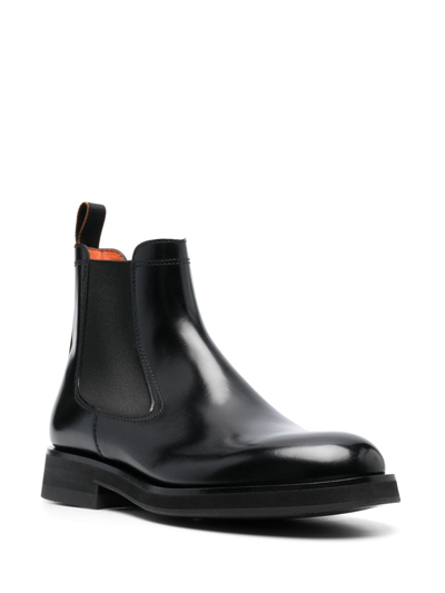Shop Santoni 35mm Polished Leather Chelsea Boots In Black