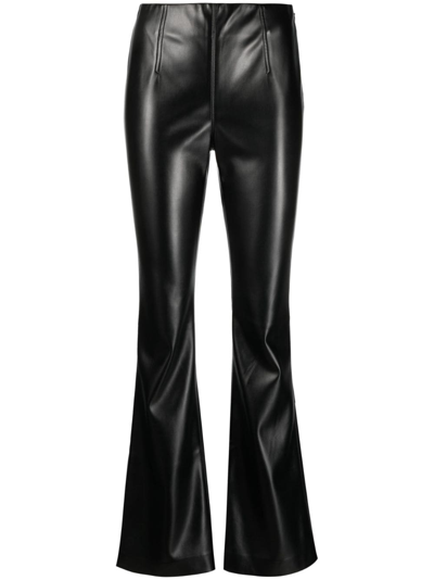 Shop Philosophy Di Lorenzo Serafini Faux-leather Flared Trousers In Black