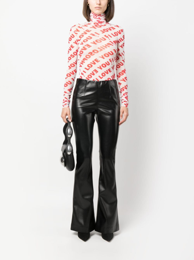 Shop Philosophy Di Lorenzo Serafini Faux-leather Flared Trousers In Black