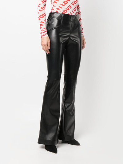 Shop Philosophy Di Lorenzo Serafini Faux-leather Flared Trousers In Black