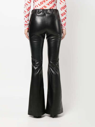 Shop Philosophy Di Lorenzo Serafini Faux-leather Flared Trousers In Black