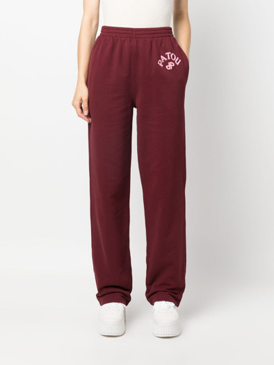 Shop Patou Appliqué-logo Organic Cotton Track Pants In Red