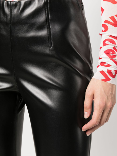 Philosophy Di Lorenzo Serafini Black Faux Leather Trousers For Women In Black