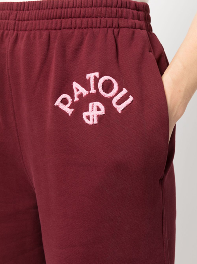 Shop Patou Appliqué-logo Organic Cotton Track Pants In Red