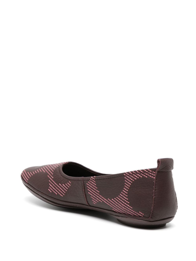 Shop Camper Nina Decorative-stitching Ballerina Shoes In Purple