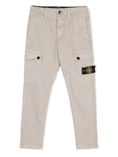 Stone Island Compass-badge Slim-fit Cargo Trousers In Grey
