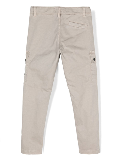 Stone Island Compass-badge Slim-fit Cargo Trousers In Grey