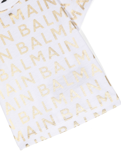 Shop Balmain Logo-print Cotton T-shirt In White