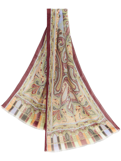 Shop Etro Paisley-print Silk Scarf In Red
