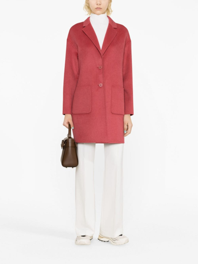 Twinset Single-breasted Wool-blend Coat In Pink