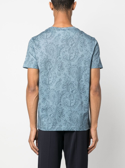 Shop Etro Paisley-print Cotton T-shirt In Blue