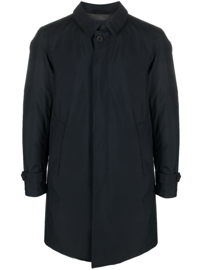 Shop Herno Classic-collar Waterproof Coat In Blue