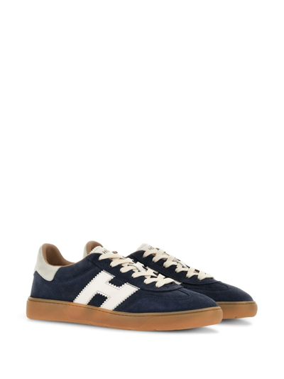 Hogan Navy Suede Leather H Sneakers In Black