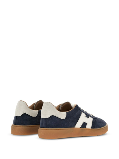Hogan Navy Suede Leather H Sneakers In Black