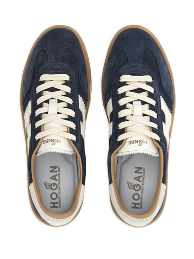 Hogan Navy Suede Leather H Sneakers In Black