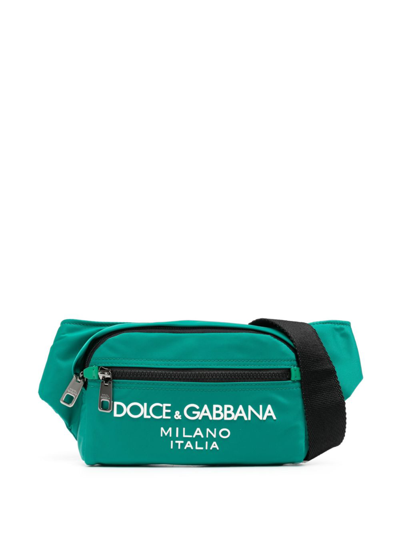 Shop Dolce & Gabbana Logo-print Zipped Belt Bag In Green