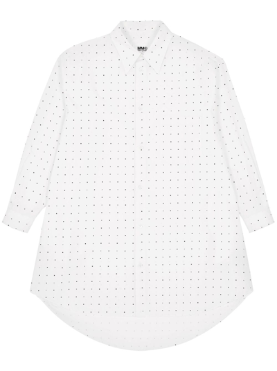Shop Mm6 Maison Margiela Polka Dot-print Cotton Shirt Dress In White