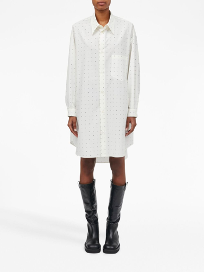 Shop Mm6 Maison Margiela Polka Dot-print Cotton Shirt Dress In White