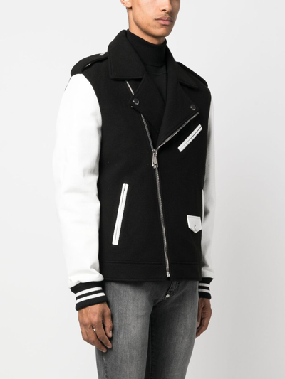 Philipp Plein Leather Biker Jacket In Black