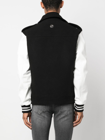 Philipp Plein Leather Biker Jacket In Black