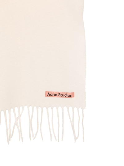 Acne Studios Logo-patch Wool Scarf In White